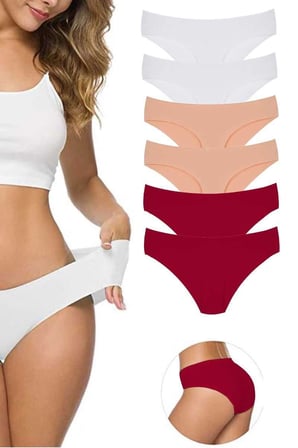 6 Adet Kadın Dikişsiz Lazer Kesim Esnek İz yapmayan Külot S10 — Beden: L-XL