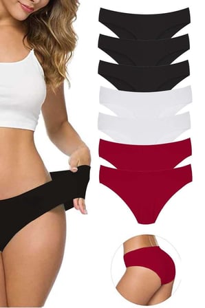 7 Adet Kadın Dikişsiz Lazer Kesim Esnek İz yapmayan Külot S8 — Beden: XL-XXL