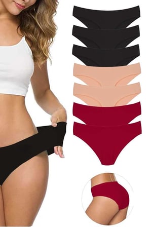 7 Adet Kadın Dikişsiz Lazer Kesim Esnek İz yapmayan Külot S9 — Beden: L-XL