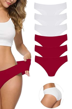 6 Adet Kadın Dikişsiz Lazer Kesim Esnek İz yapmayan Külot S6 — Beden: XL-XXL