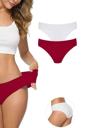 2 Adet Kadın Dikişsiz Lazer Kesim Esnek İz yapmayan Külot S5 — Beden: L-XL