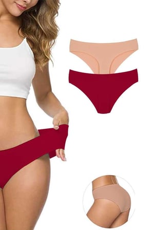 2 Adet Kadın Dikişsiz Lazer Kesim Esnek İz yapmayan Külot S6 — Beden: XL-XXL