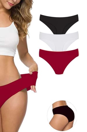 3 Adet Kadın Dikişsiz Lazer Kesim Esnek İz yapmayan Külot S5 — Beden: XL-XXL
