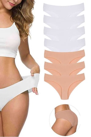 7 Adet Kadın Dikişsiz Lazer Kesim Esnek İz yapmayan Külot S3 — Beden: L-XL