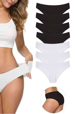 7 Adet Kadın Dikişsiz Lazer Kesim Esnek İz yapmayan Külot S1 — Beden: XL-XXL