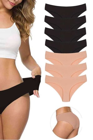 7 Adet Kadın Dikişsiz Lazer Kesim Esnek İz yapmayan Külot S2 — Beden: L-XL
