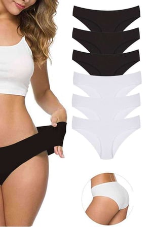 6 Adet Kadın Dikişsiz Lazer Kesim Esnek İz yapmayan Külot S1 — Beden: L-XL