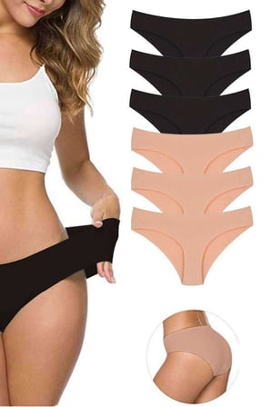 6 Adet Kadın Dikişsiz Lazer Kesim Esnek İz yapmayan Külot S2 — Beden: L-XL