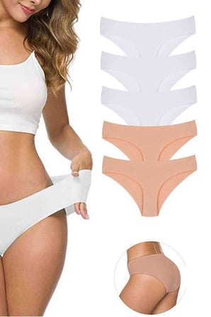5 Adet Kadın Dikişsiz Lazer Kesim Esnek İz yapmayan Külot S3 — Beden: L-XL