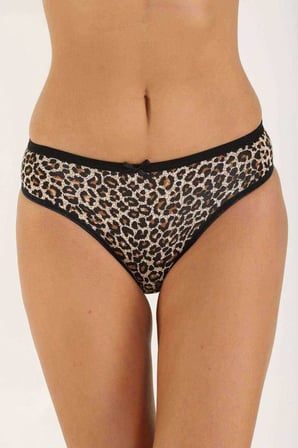 6 Adet Leopar Desenli Likralı Yumuşak Dokulu Kadın Slip Külot — Beden: S