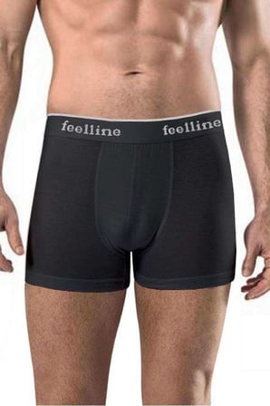 7 adet Feelline Siyah ve Gri Pamuklu Doğal Likralı Erkek Boxer — Beden: M