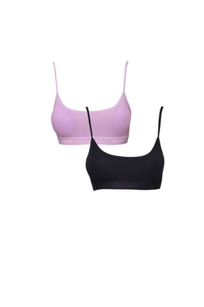 Pedli İp Askılı Pembe ve Siyah Büstiyer 2 adet — Beden: L-XL