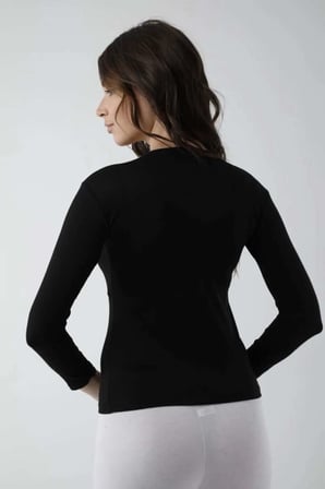 Vivaldi Kadın Siyah Uzun Kol Bisiklet Yaka Body Likralı 352 — Beden: L-XL