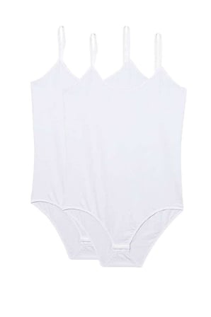 2 Adet Battal Beden İp Askılı Kadın Çıtçıtlı Body Beyaz — Beden: 2XL