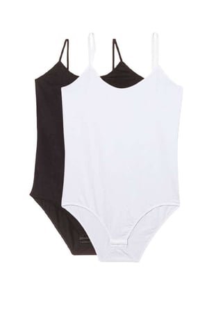 2 Adet Battal Beden İp Askılı Kadın Çıtçıtlı Body Siyah Beyaz — Beden: 2XL
