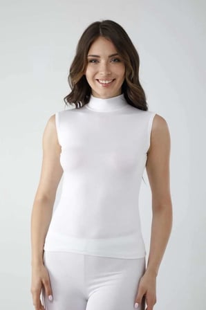 Vivaldi Kadın Beyaz Sıfır Kol Balıkçı Body 350 — Beden: L-XL