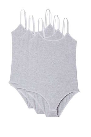 3 Adet İp Askılı Kadın Çıtçıtlı Body Gri — Beden: XL