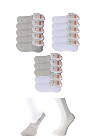 Gri ve Beyaz Erkek Babet Çorap 15 çift — Numara: 40-44