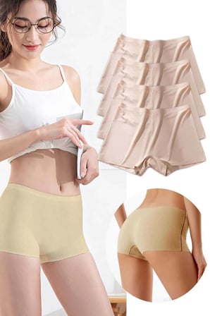 4 Adet Kadın Dikişsiz Görünmez İz Yapmaz Mini Şort Boxer Ten — Beden: XL