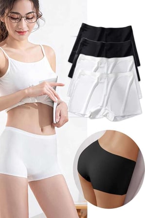 4 Adet Kadın Dikişsiz Görünmez İz Yapmaz Mini Şort Boxer Siyah Beyaz — Beden: M
