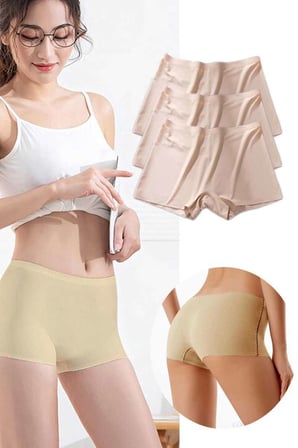 3 Adet Kadın Dikişsiz Görünmez İz Yapmaz Mini Şort Boxer Ten — Beden: M