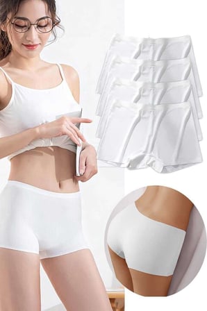 4 Adet Kadın Dikişsiz Görünmez İz Yapmaz Mini Şort Boxer Beyaz — Beden: XL