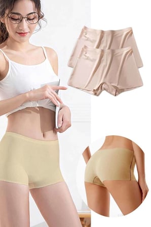 2 Adet Kadın Dikişsiz Görünmez İz Yapmaz Mini Şort Boxer Ten — Beden: M