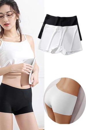2 Adet Kadın Dikişsiz Görünmez İz Yapmaz Mini Şort Boxer Siyah Beyaz — Beden: XL