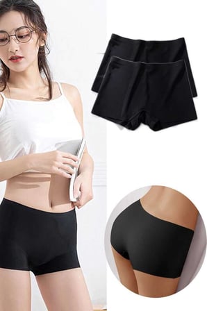 2 Adet Kadın Dikişsiz Görünmez İz Yapmaz Mini Şort Boxer Siyah — Beden: XL