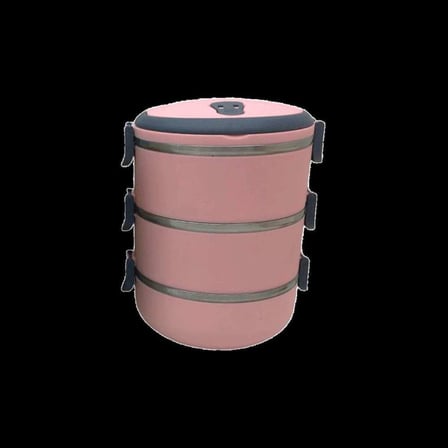 3'lü 1.8L Sefer Tası Saklama Kabı - Açık Pembe