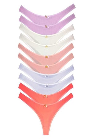 10 Adet Pamuklu Kadın Klasik Tanga Soft Renkler — Beden: XS-S