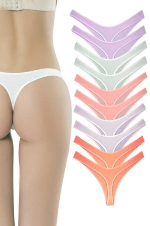 10 Adet Pamuklu Kadın Klasik Tanga Soft Renkler — Beden: M-L