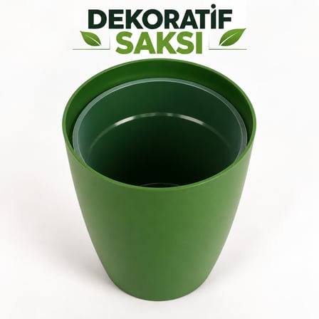 Orkide Saksısı Koyu Yeşil Dekoratif Dış Saksı 1 Adet- 12 Pot Şeffaf Orkide Üretim Saksısı Hediyeli