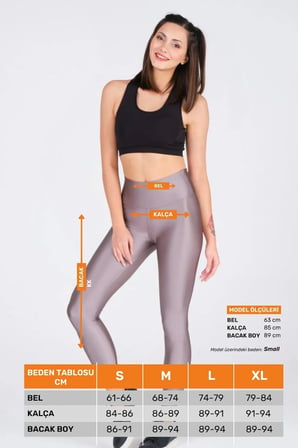 enENSTYLE FASHION BOUTIQUE Kadın Konforlu Yeni Sezon Sporcu Modeli Yazlık Spor Taytı Fitness Gym Training Parlak Spor Tayt