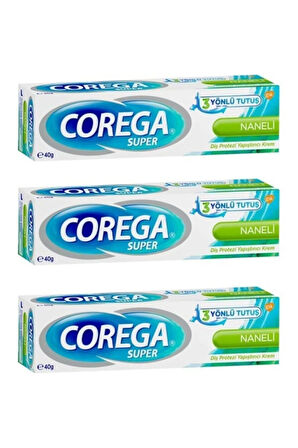 Süper Protez Yapıştırıcı Krem Naneli 40 gr X 3 Adet Set