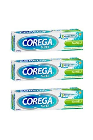 Süper Protez Yapıştırıcı Krem Naneli 40 gr X 3 Adet Set