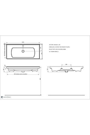 Saturn 100x45 Cm Mat Antrasit Etajer Uyumlu Lavabo A142031K