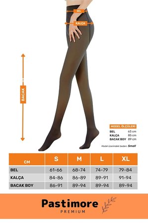 enENSTYLE FASHION BOUTIQUE Kuasar Series Sıcak Tutan Ince Siyah Çorap Ten Görünümlü Termal Içli Peluş Polarlı Külotlu çorap