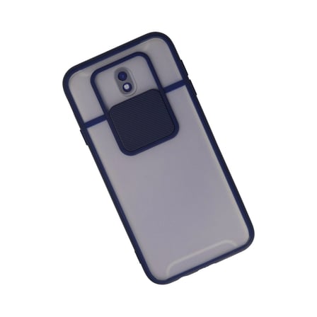 Samsung Galaxy J7 Pro / J730 Kılıf Palm Buzlu Kamera Sürgülü Silikon - Lacivert iegxx