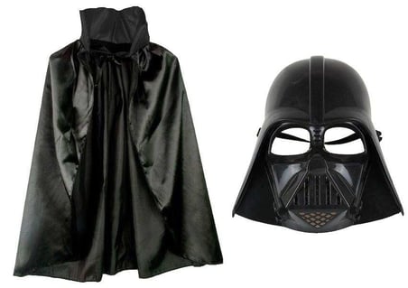 Çocuk Boy Yıldız Savaşları Wars Darth Vader Maskesi Ve 90 Cm Pelerin Seti Siyah