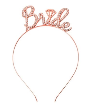Rose Renkli Taşlı “bride” Gelin Tacı – El Yazısı Yazı Tipiyle