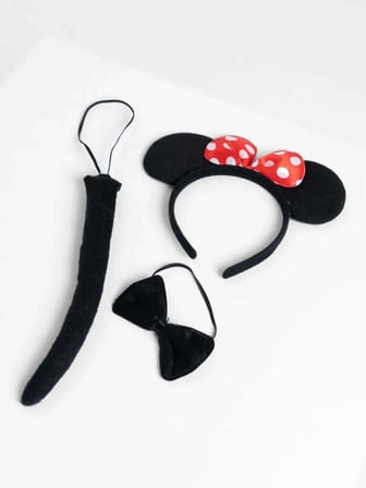 Minnie Mouse Kostüm Seti Taç Kuyruk Papyon Gösteri Seti