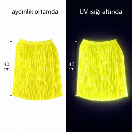 Neon Sarı Hawaii Parti Eteği 40 Cm