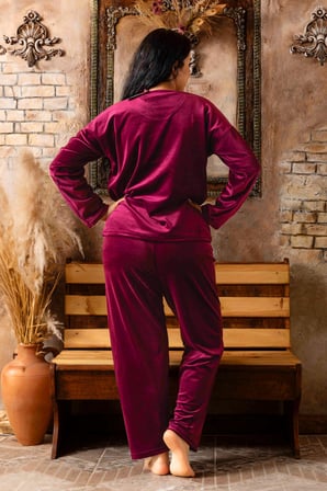 Nisanca Büyük Beden Kadife Kadın Pijama Takımı - Süper Soft Kadife 