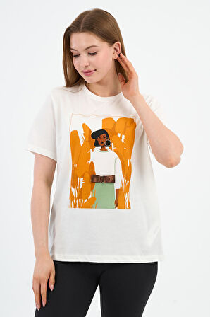 BASKILI BİSİKLET YAKA T-SHIRT (A21-10520)