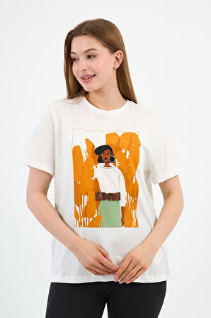 BASKILI BİSİKLET YAKA T-SHIRT (A21-10520)
