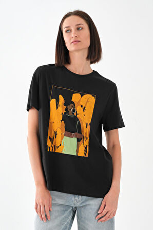 BASKILI BİSİKLET YAKA T-SHIRT (A21-10520)