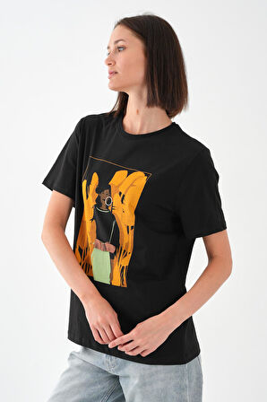 BASKILI BİSİKLET YAKA T-SHIRT (A21-10520)