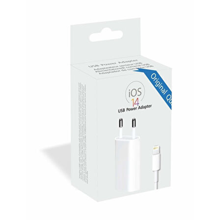 PDAteknoloji iOS 14 USB Şarj Adaptör + Lightning Şarj Kablosu Beyaz A2118-2IN1