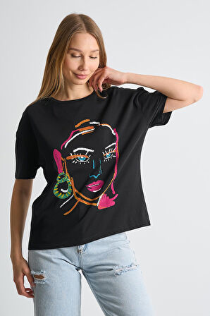 ALEXANDERGARDI Baskılı Bisiklet Yaka Kadın T-shirt